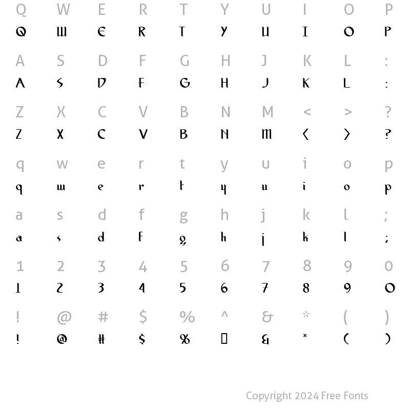 Character Map of Spirit Medium Regular