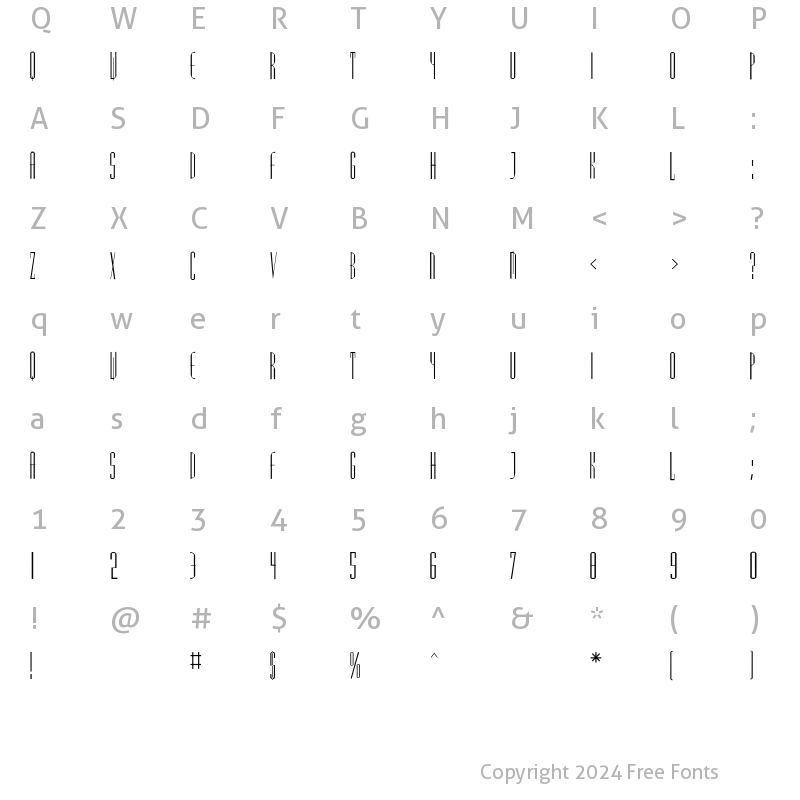 Character Map of Splain Regular