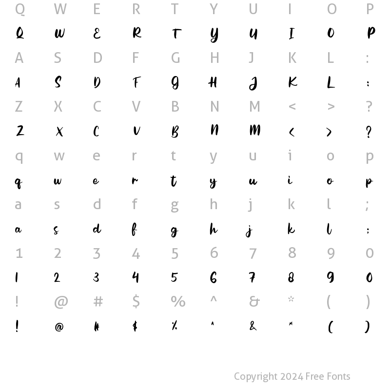 Character Map of Splaish Regular