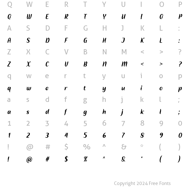 Character Map of Splant Italic