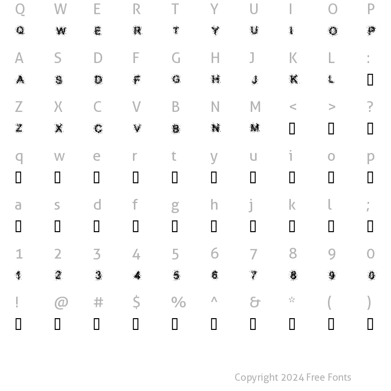 Character Map of Splatter Caps Regular