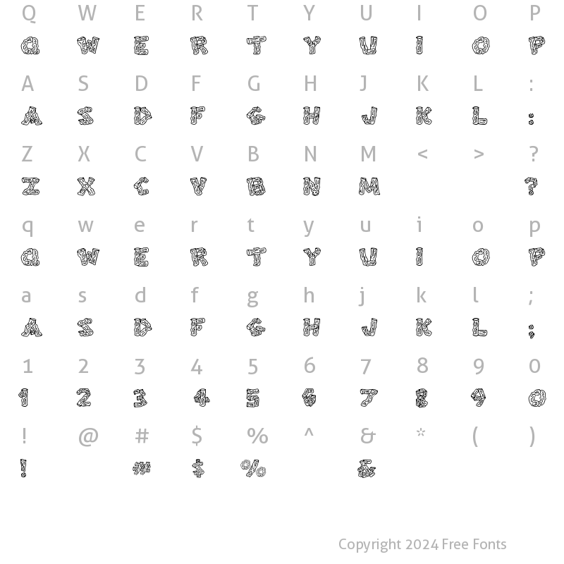 Character Map of Splinters JL Regular