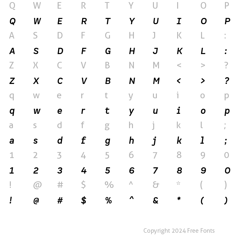 Character Map of Spock Pro Bold Italic