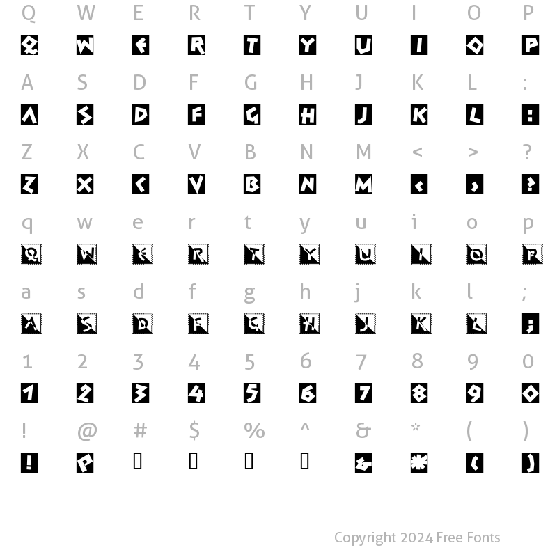 Character Map of Spontan Initials