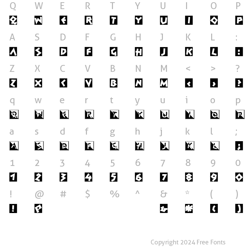 Character Map of Spontan Initials Regular