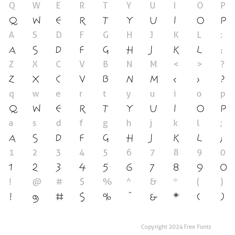 Character Map of Spontan Plain Regular