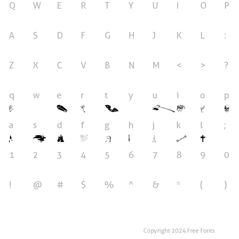 Character Map of Spookie Ookie Regular