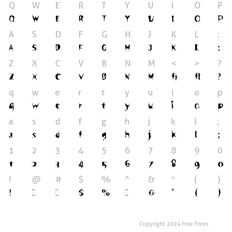 Character Map of Spooky LET Plain