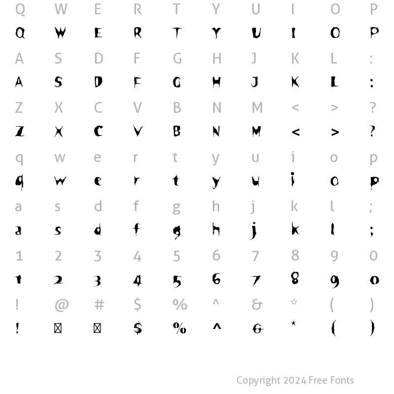 Character Map of Spooky Std Regular