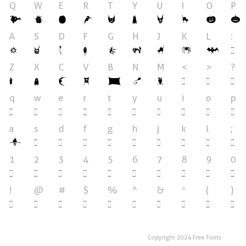 Character Map of Spooky Symbols LET Plain