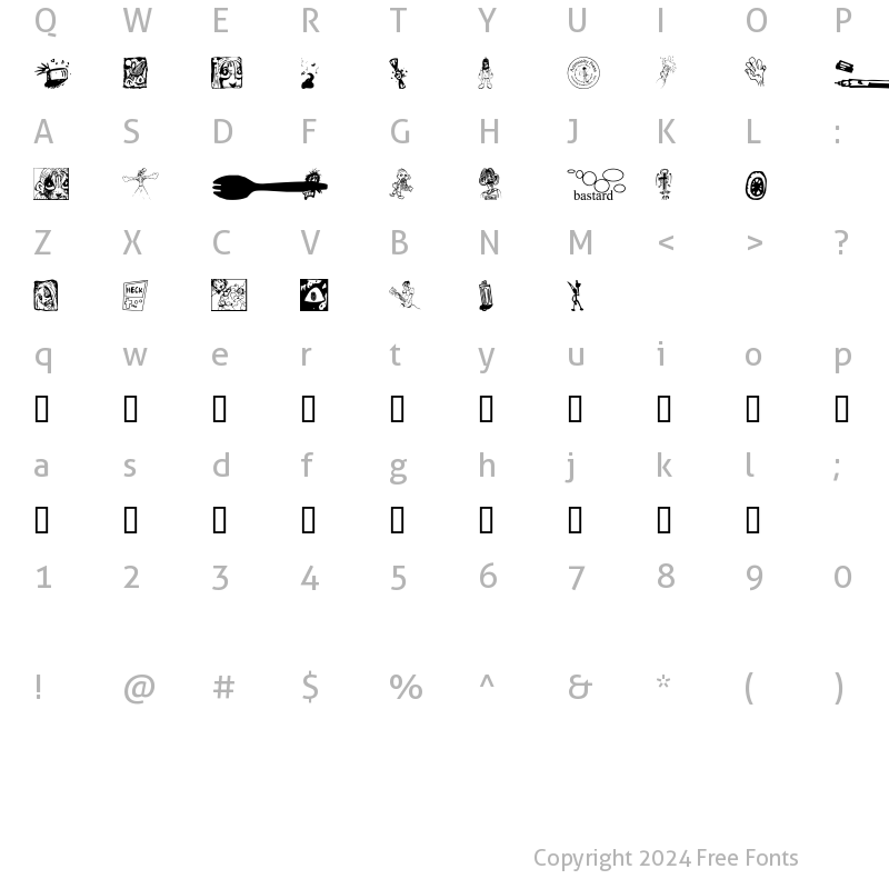 Character Map of Sporkbats Two Regular