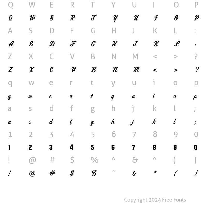 Character Map of Sport Script Regular