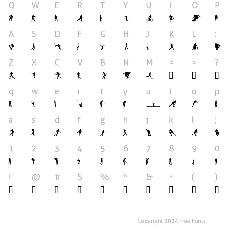 Character Map of Sport Silhouettes Regular