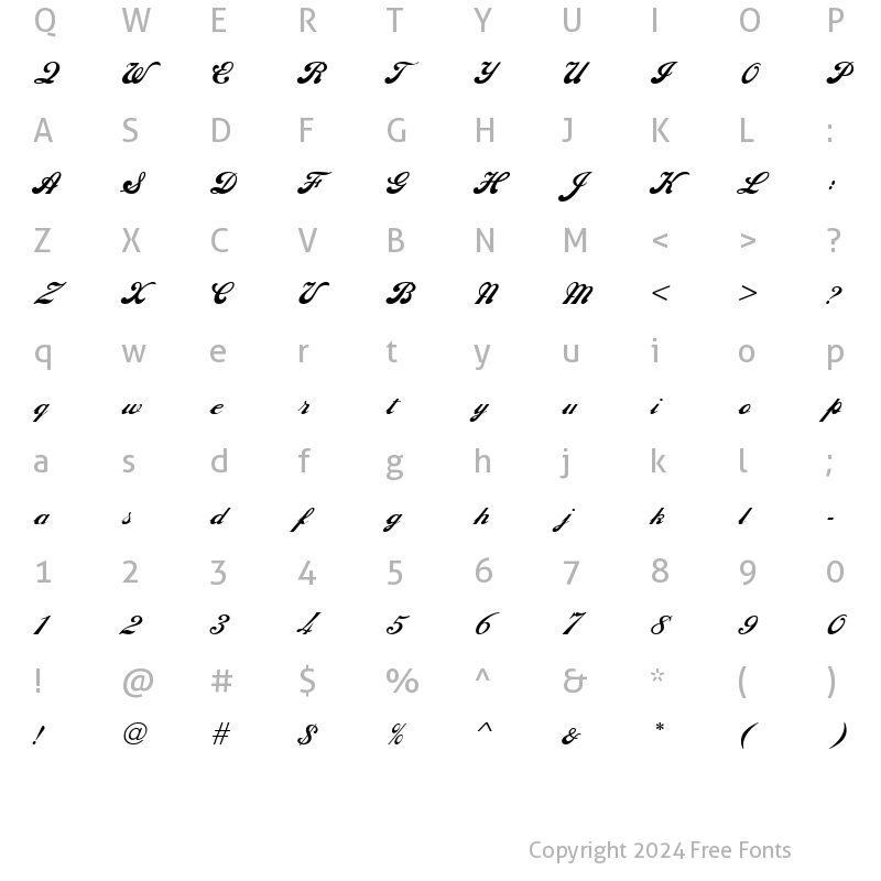 Character Map of SportScript Normal