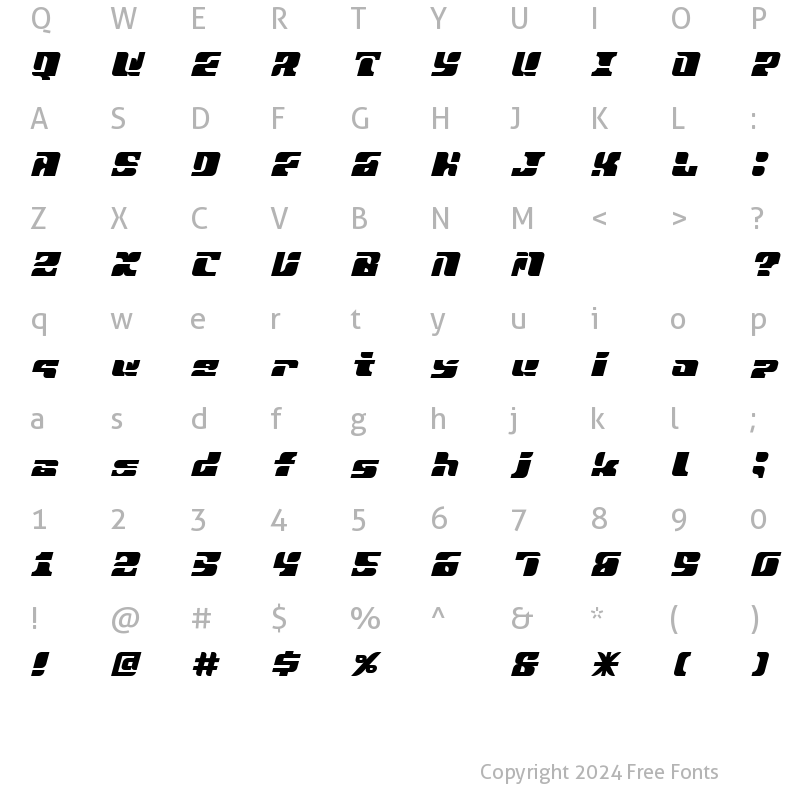 Character Map of Sportswear EFaster Regular