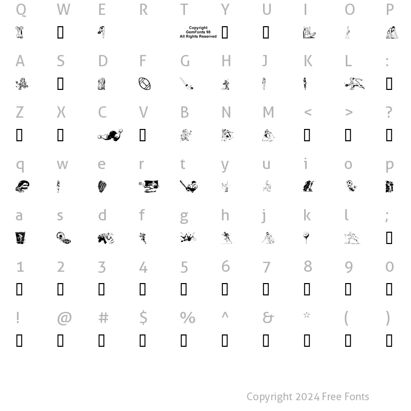 Character Map of Sportzs Regular