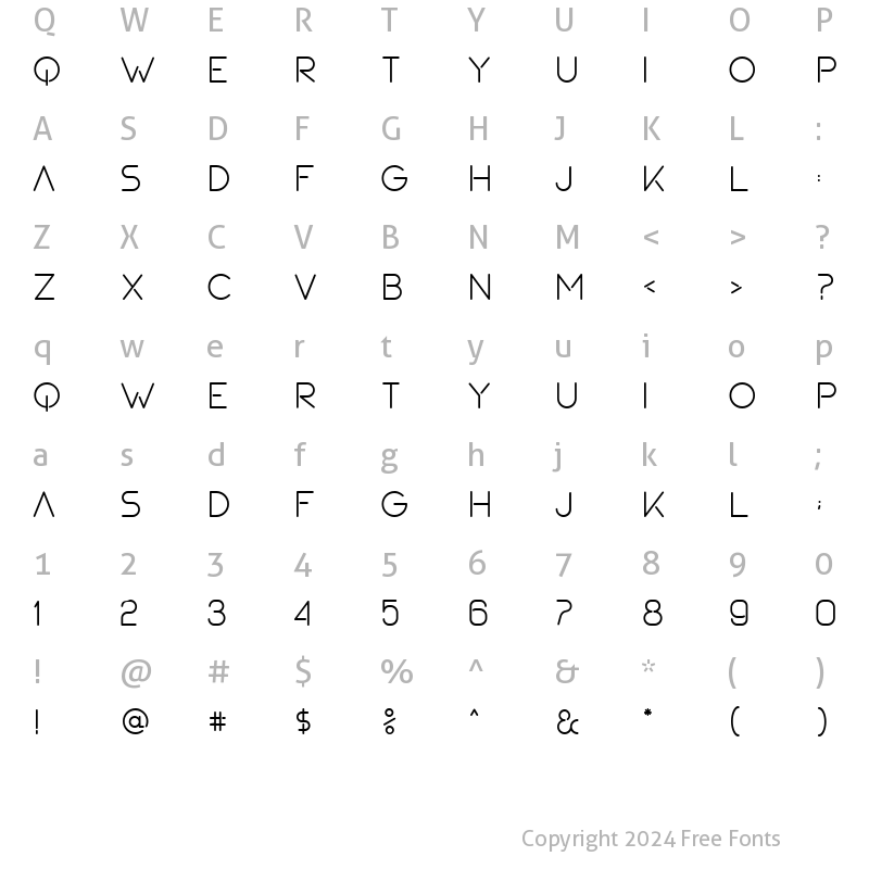 Character Map of SPOTNIK Regular