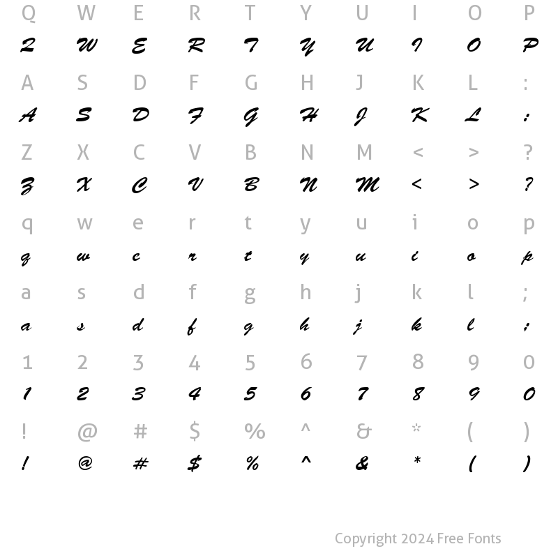 Character Map of Spray Script Regular