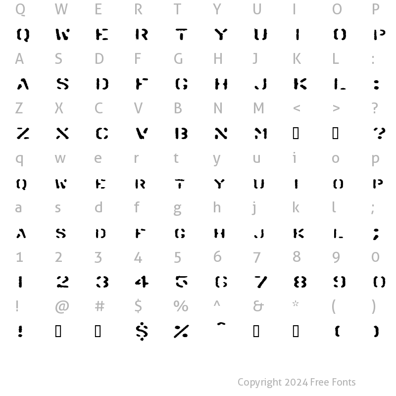 Character Map of SprayStencilExtended Regular