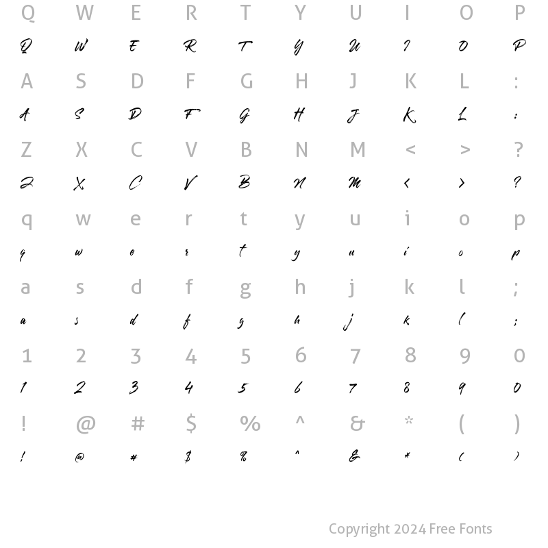 Character Map of Sprightful Alternates Font Regular