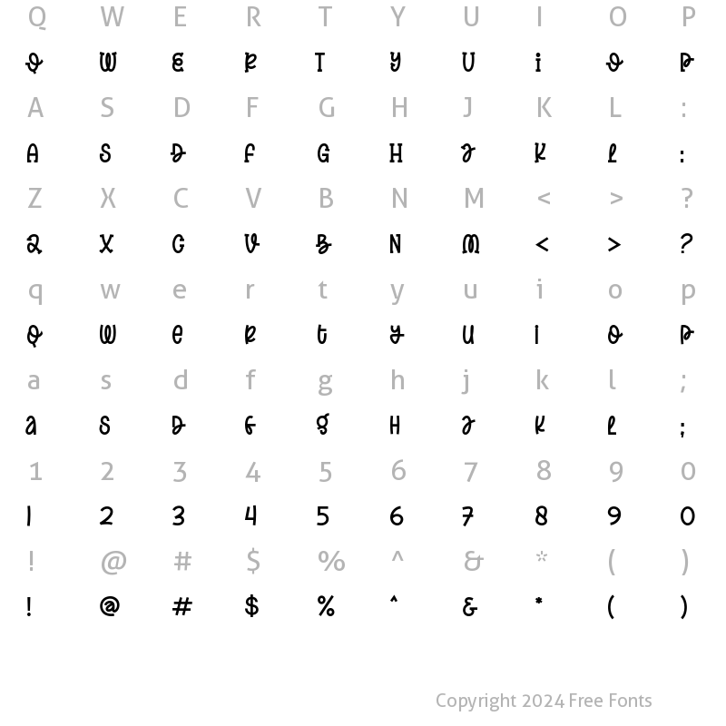 Character Map of Spring Daily Regular