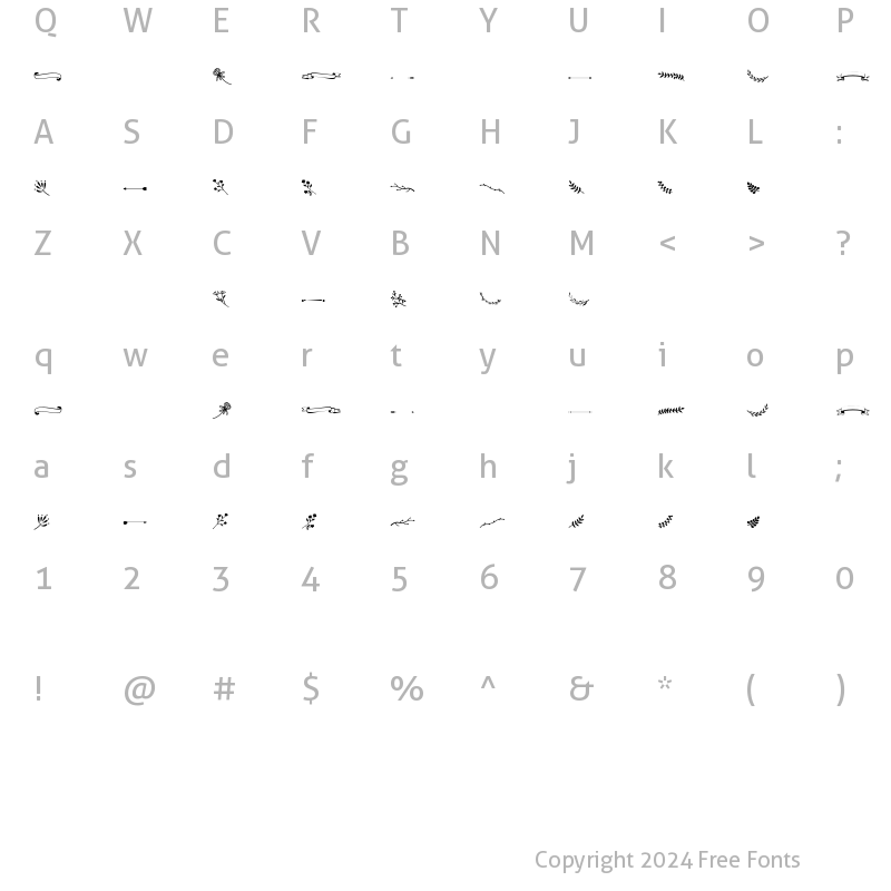 Character Map of SPRING HILLS EXTRAS Regular