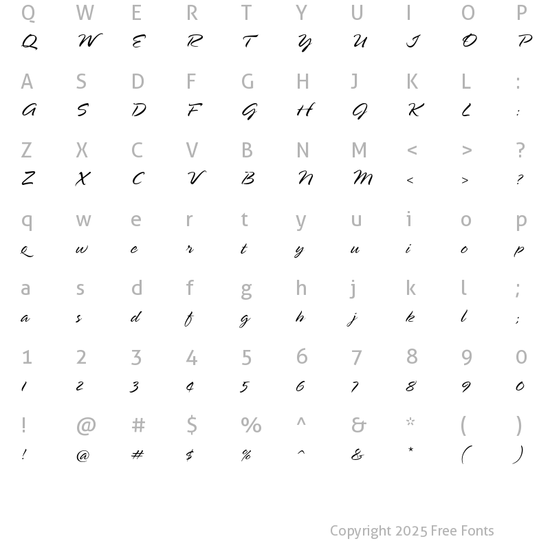 Character Map of Spring LP Std Light