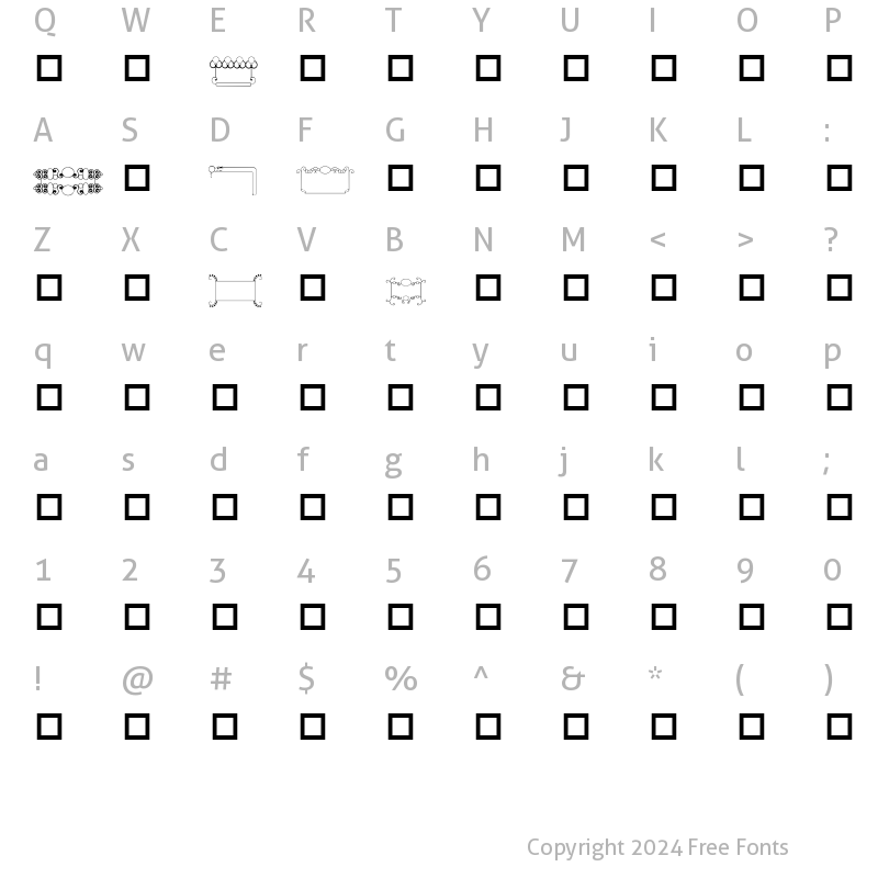 Character Map of Spring Rain Dingbat Frame 1 Regular