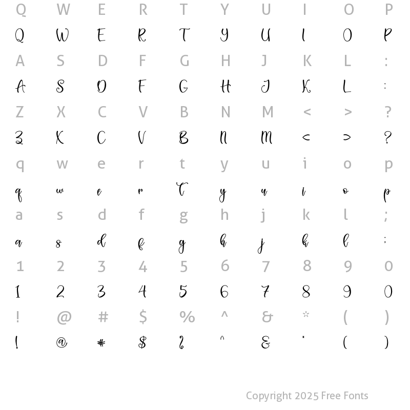 Character Map of Spring Sweet Regular