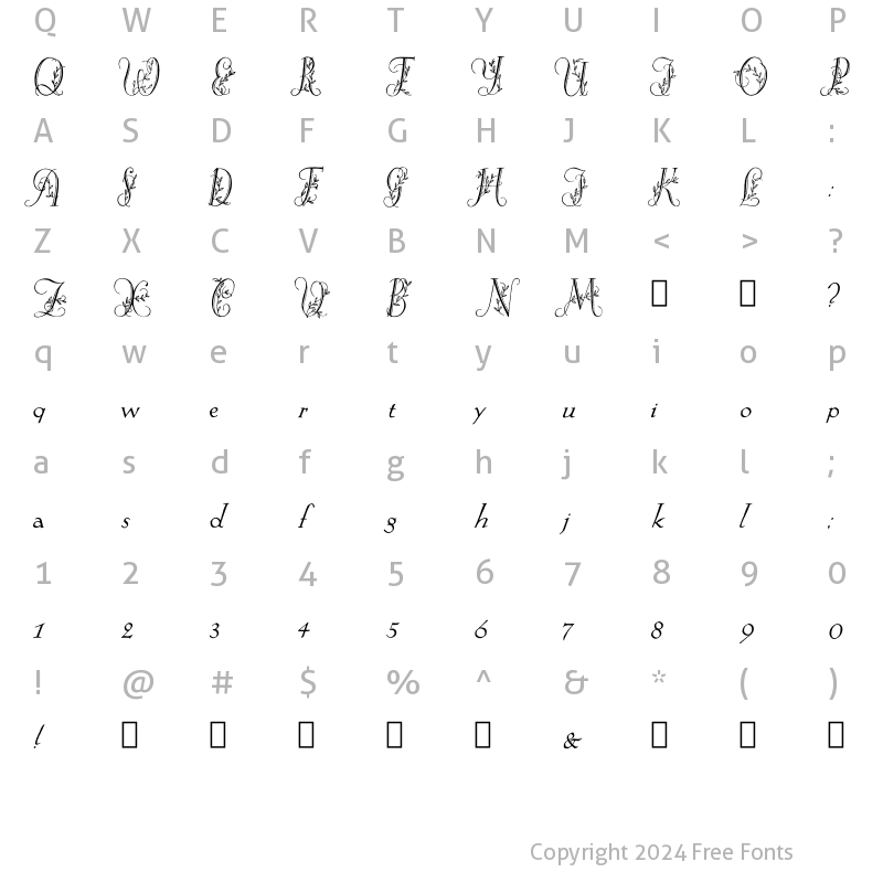 Character Map of Springtime Flourish Normal