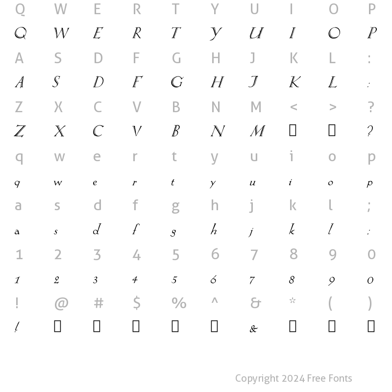 Character Map of Springtime_Alternate Normal