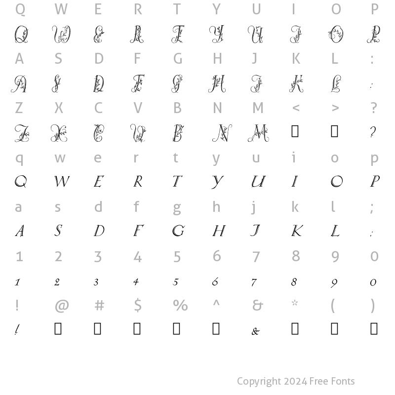 Character Map of Springtime_Capitals Normal