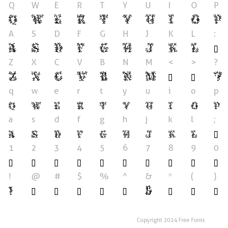 Character Map of SpringtimeCondensed Regular