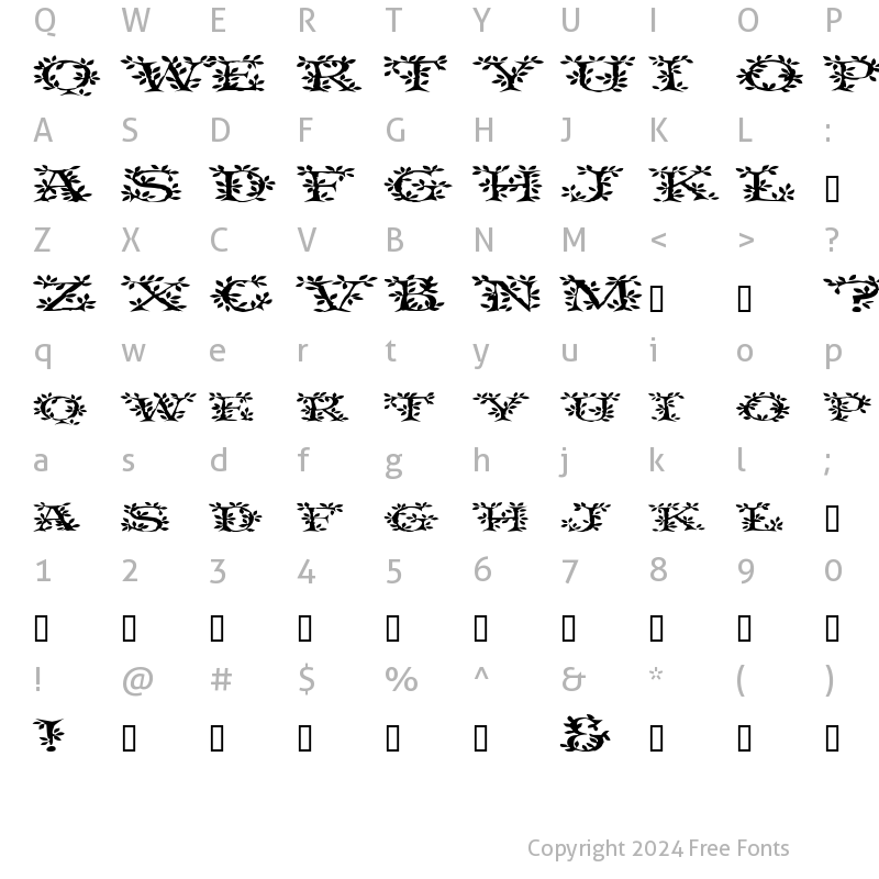 Character Map of SpringtimeExtended Regular