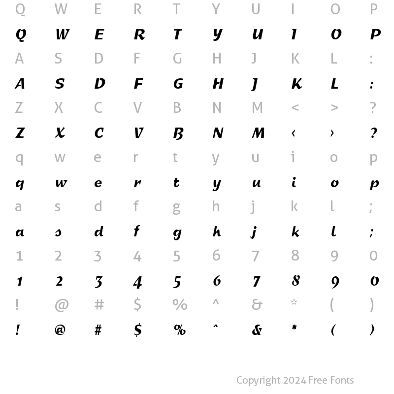 Character Map of SprintCondensed Regular