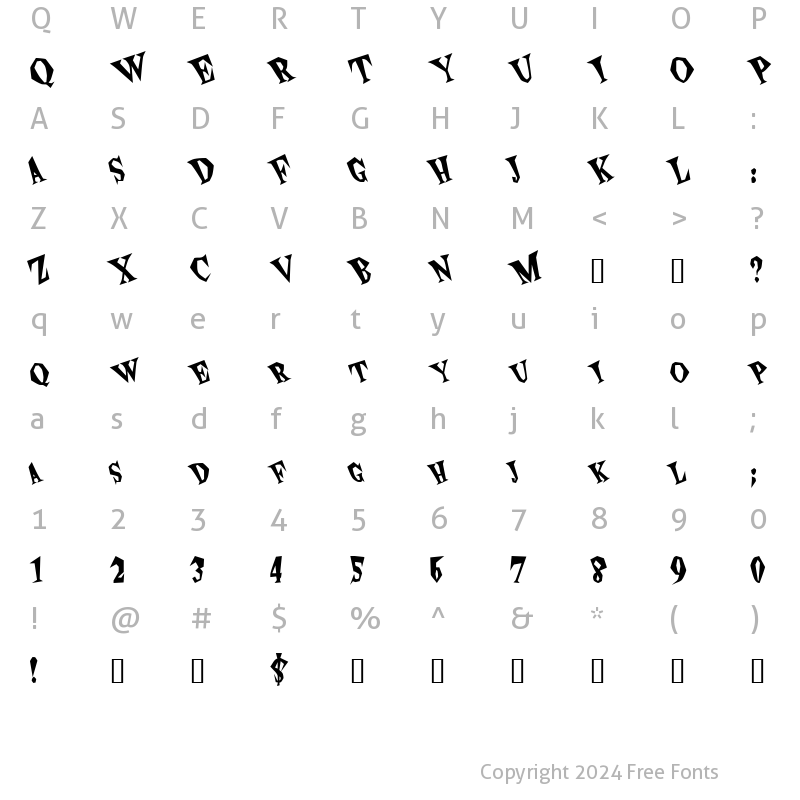 Character Map of Spunk Bold