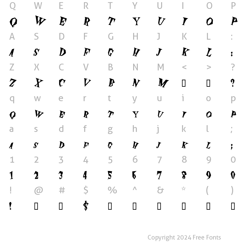 Character Map of Spunk BoldItalic