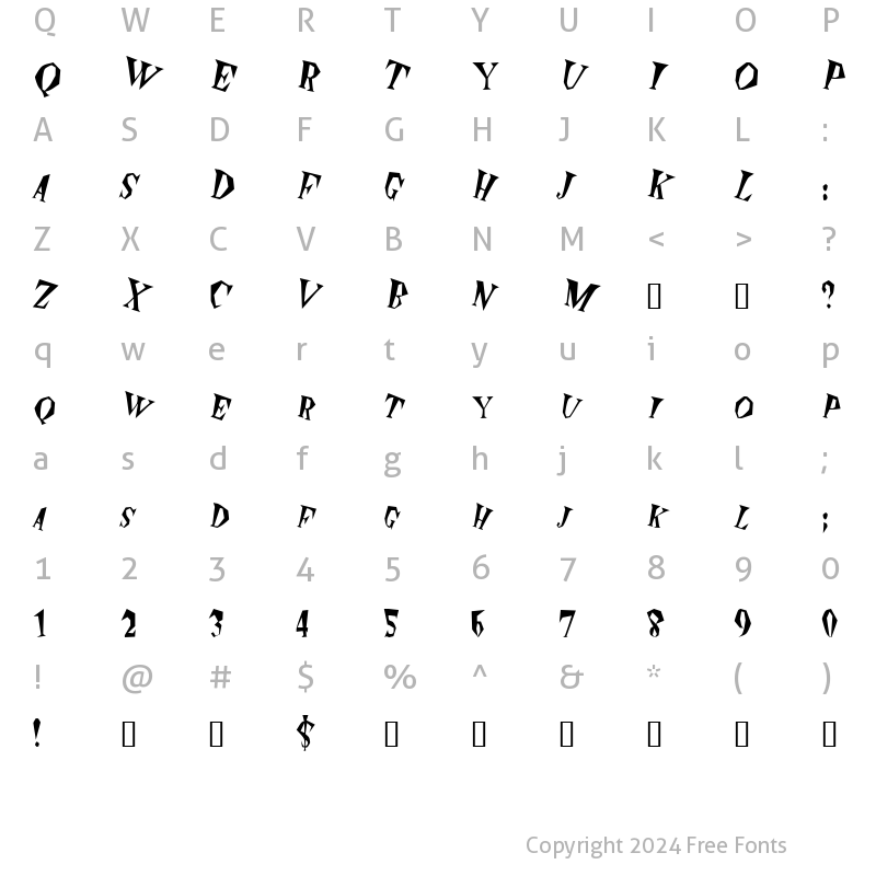 Character Map of Spunk Italic