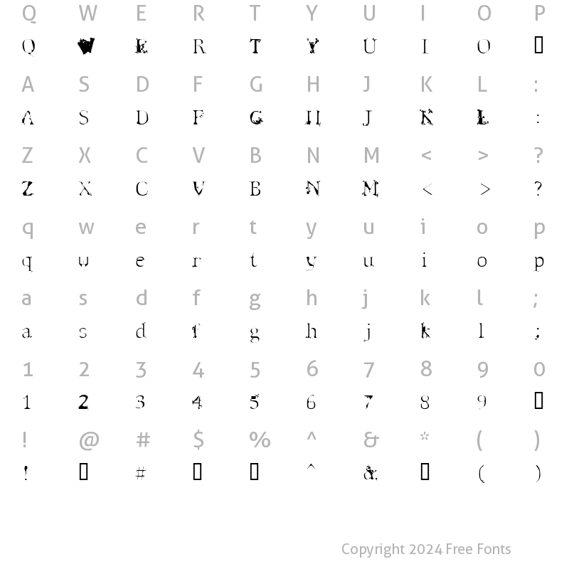 Character Map of Spyhink Regular