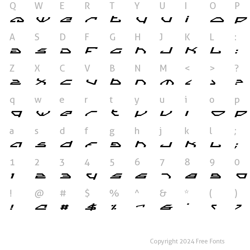 Character Map of Spylord Expanded Italic Expanded Italic