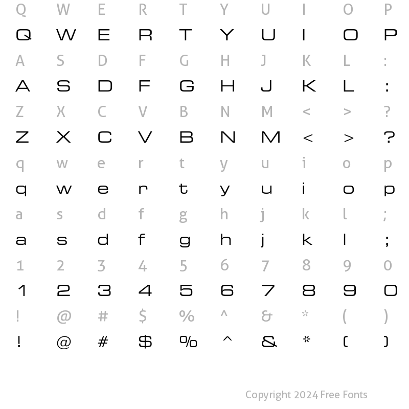 Character Map of Square 721 Extended Regular