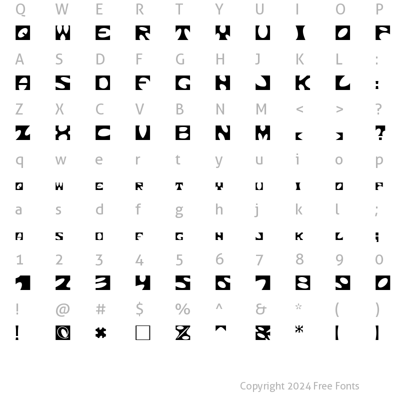 Character Map of Square circle Regular