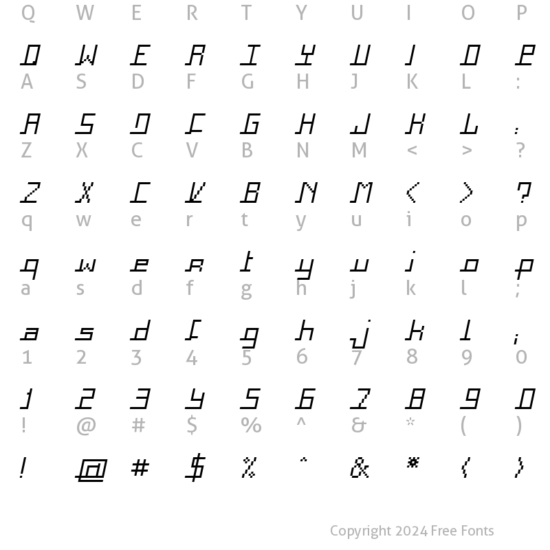 Character Map of Square Italic