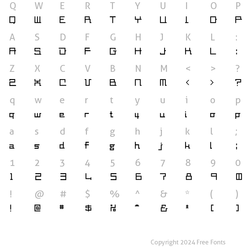 Character Map of square-millimeter Regular