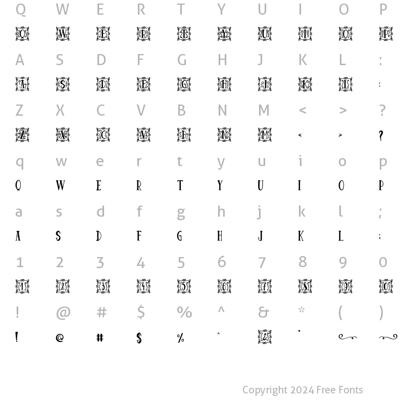 Character Map of Square Monogram Regular