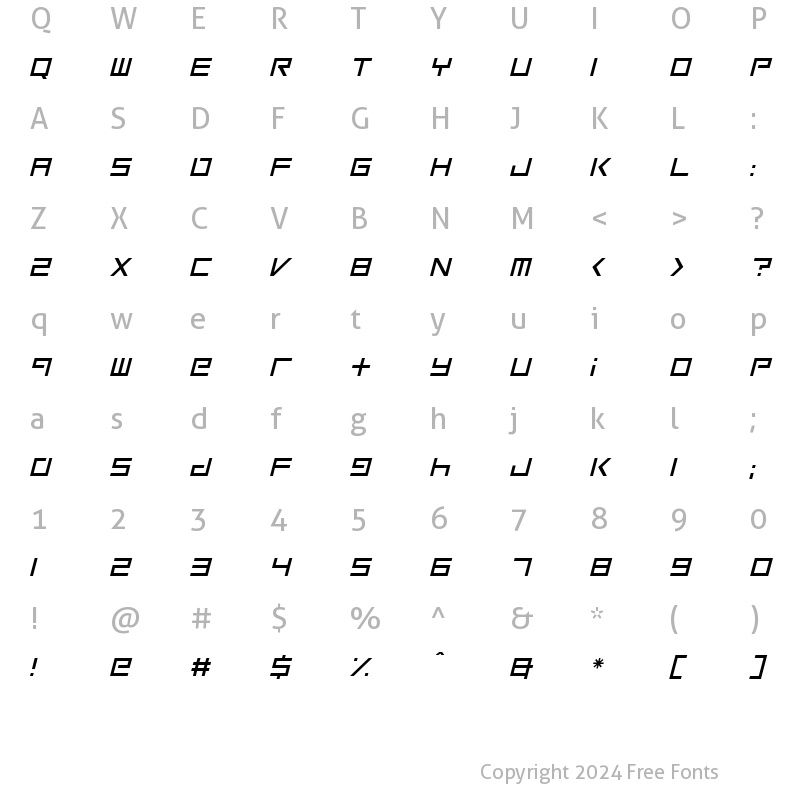 Character Map of Square One Italic