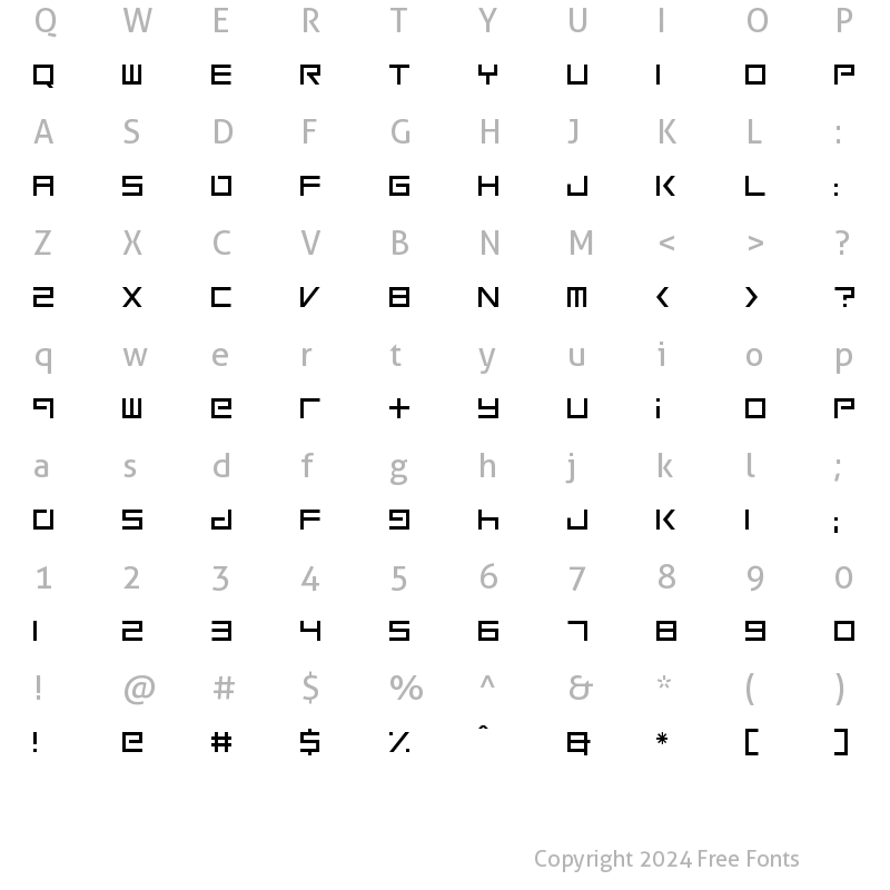 Character Map of Square One Regular