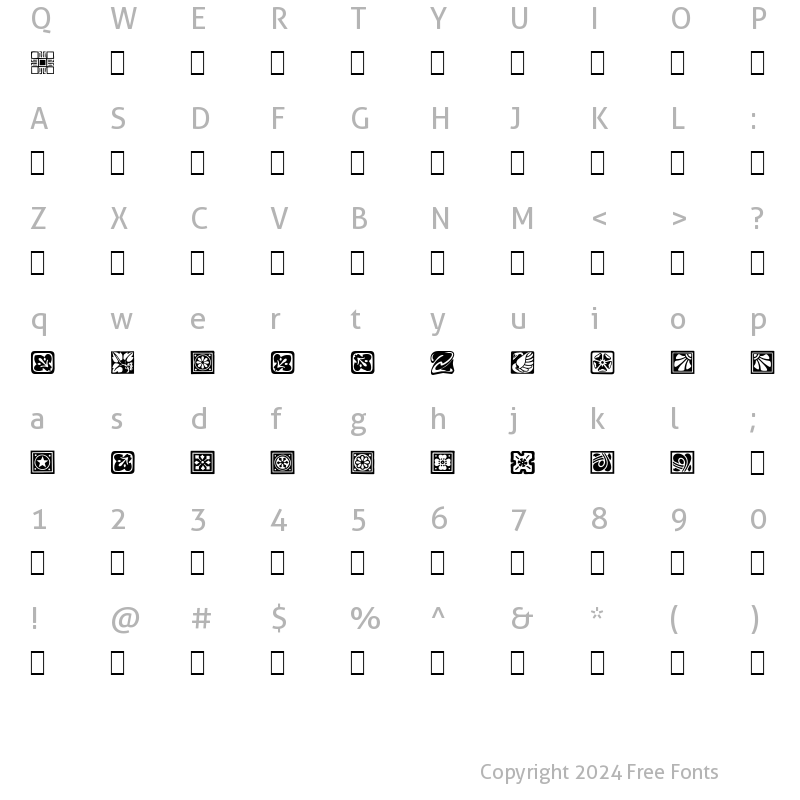 Character Map of Square Ornaments Normal