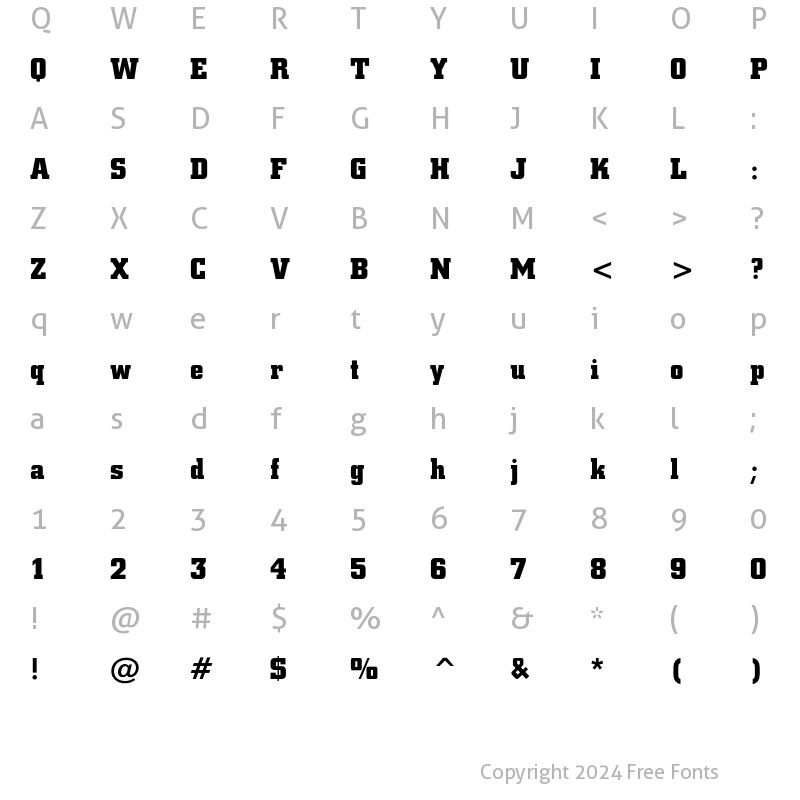 Character Map of Square Slabserif 711 Bold