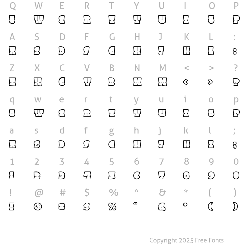 Character Map of Square Spray Outline